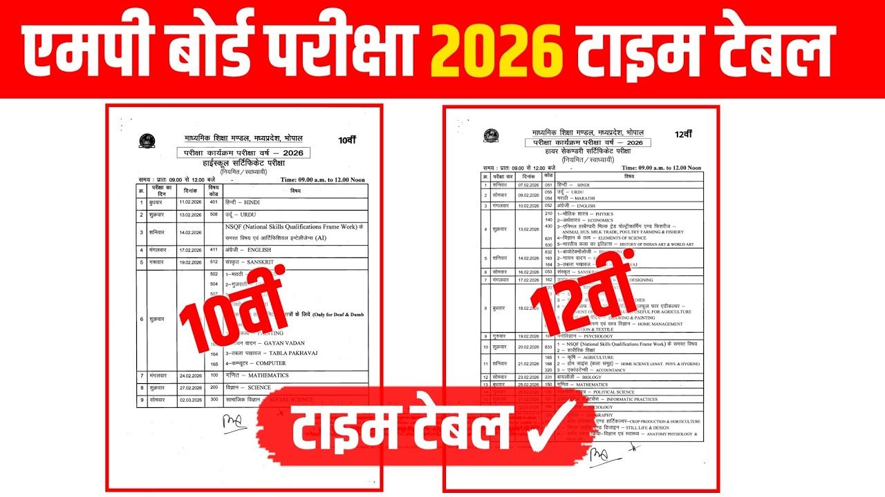MP Board Date Sheet 2026